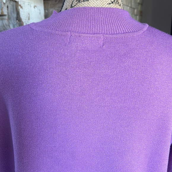 Zenana lavender mock neck bell sleeve sweater side slits slight hi-lo - Picture 10 of 16